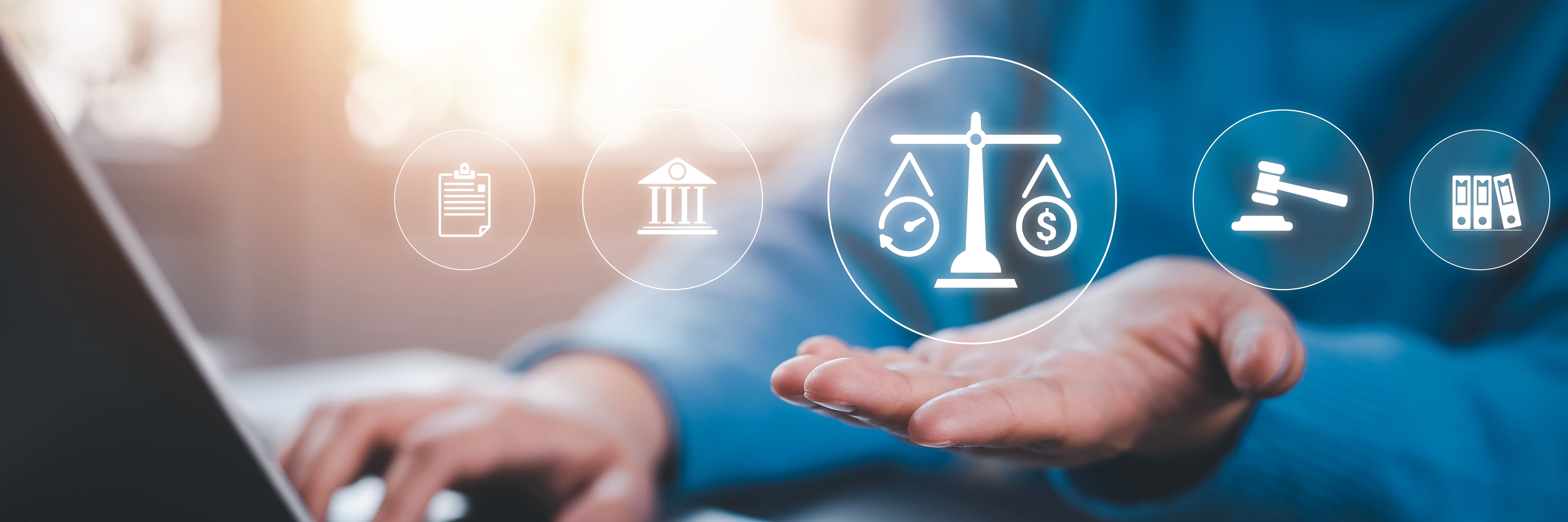 Businessman Hand hold the graph labor law attorney legal business concept internet technology,Planning buy Real Estate, Planning to buy property and Choose the best, financial liabilities concept